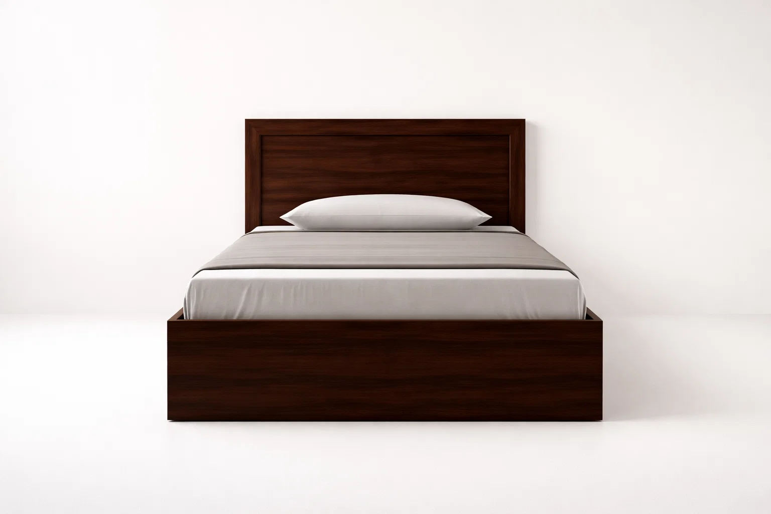 Dark Wood Platform Bed with Headboard