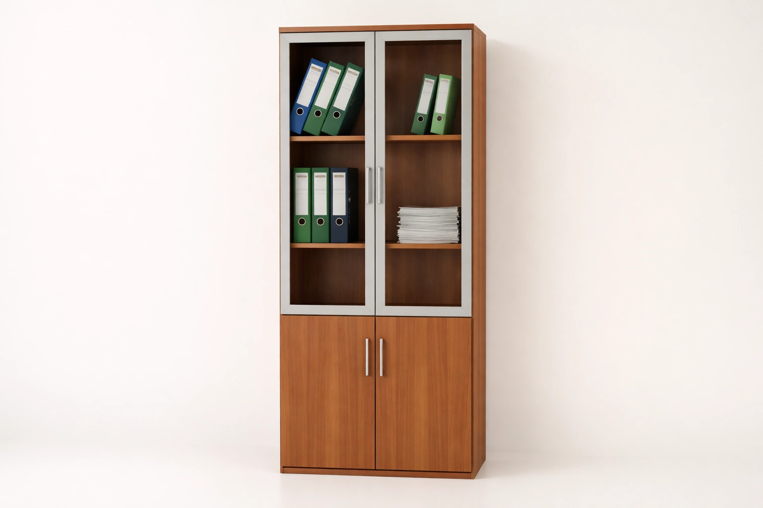 Tall Glass & Wood Display Cabinet