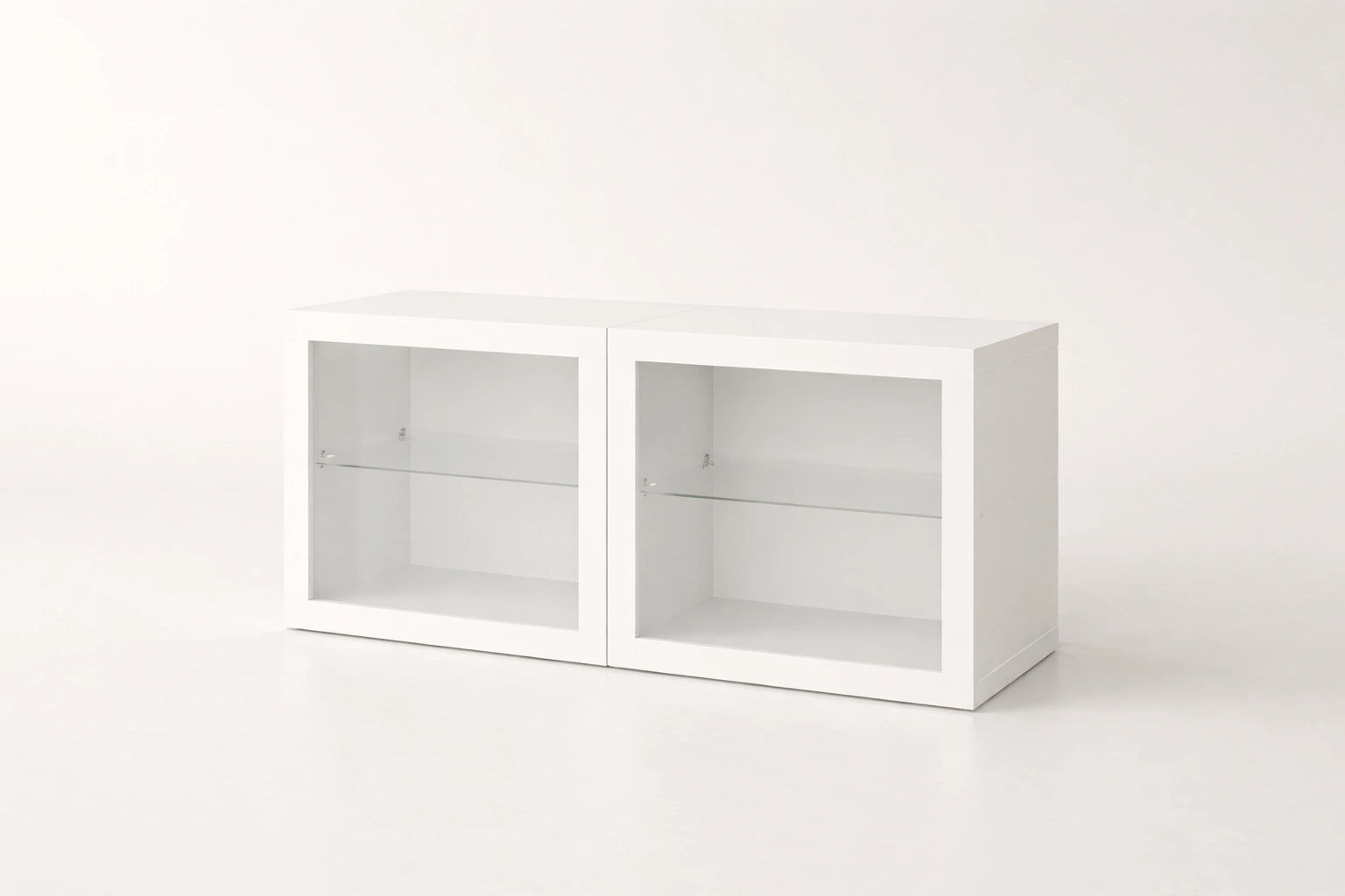 Low Height Glass Door Cabinet – White