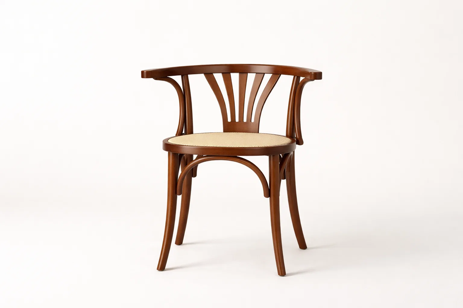 Wooden Dining Armchair Cane Seat