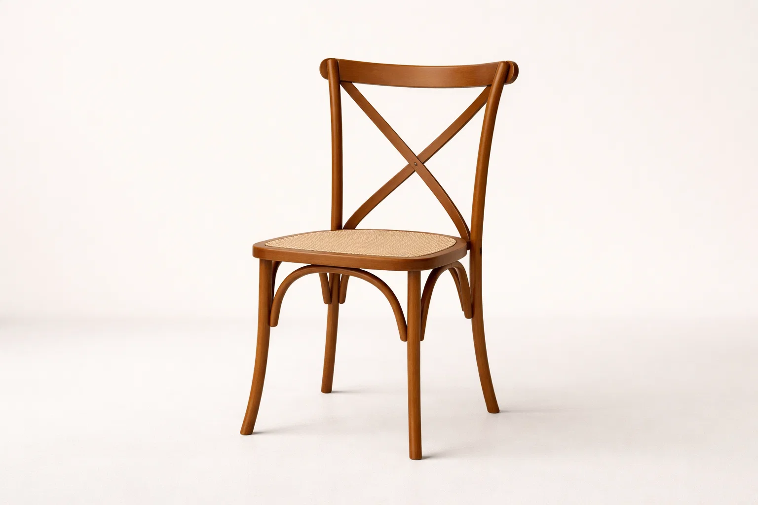 Wooden Dining Chair Cross Back Cane Seat