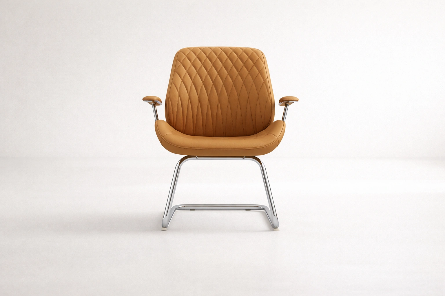 Premium Quilted Visitor Cantilever Chair Tan