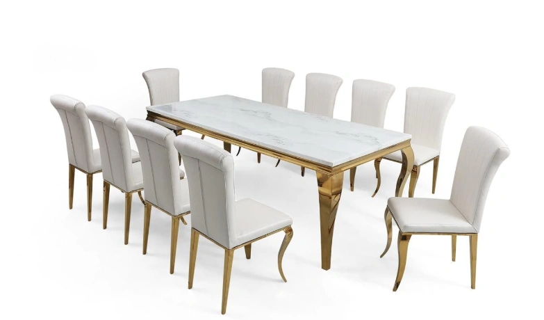 Luxury 10 Seater Gold Frame Dining Set