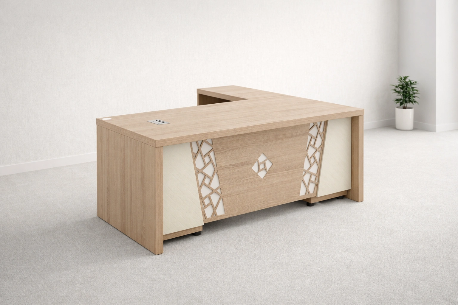 Executive Office Desk with Decorative Panels