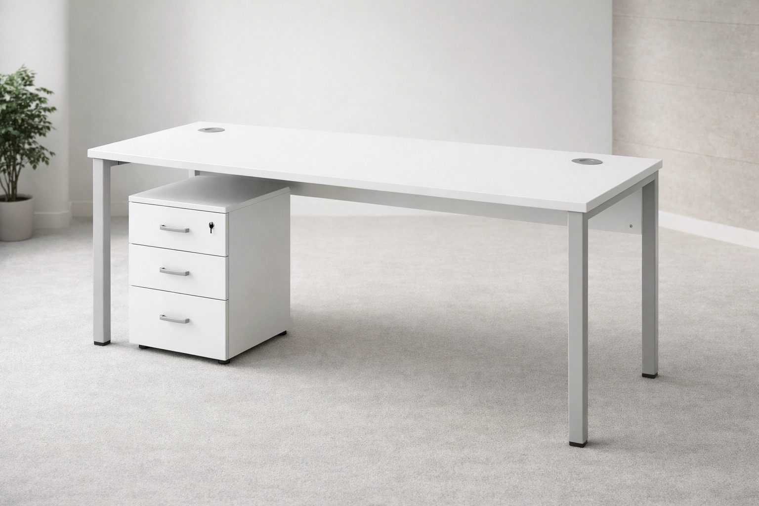 Straight Office Desk with Drawer Pedestal