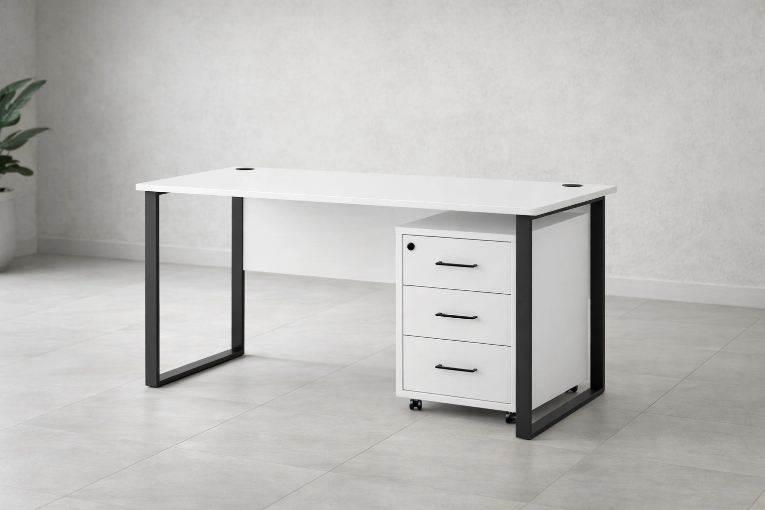 Modern Office Desk with Drawer Unit