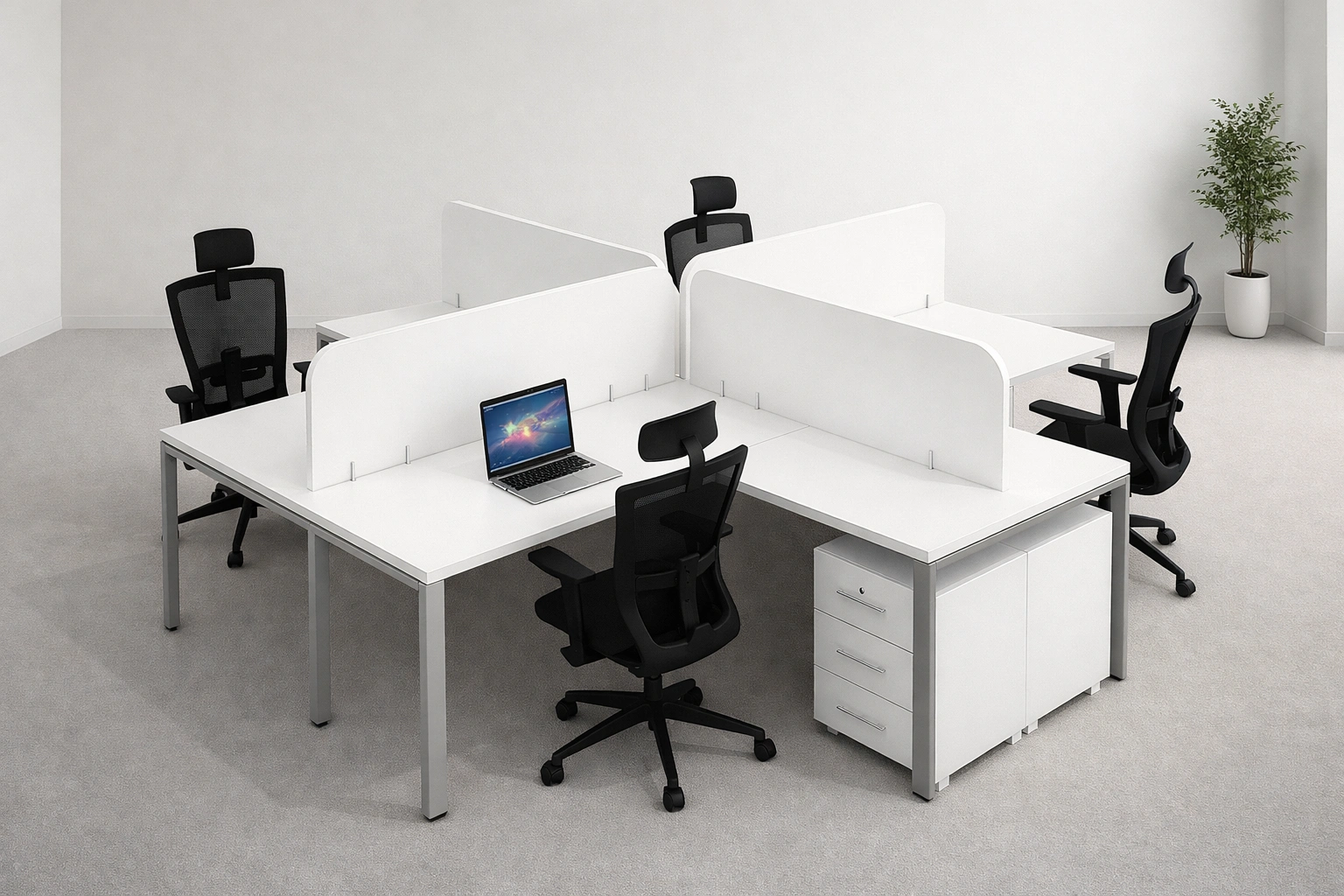 4 Seater Cluster Workstation