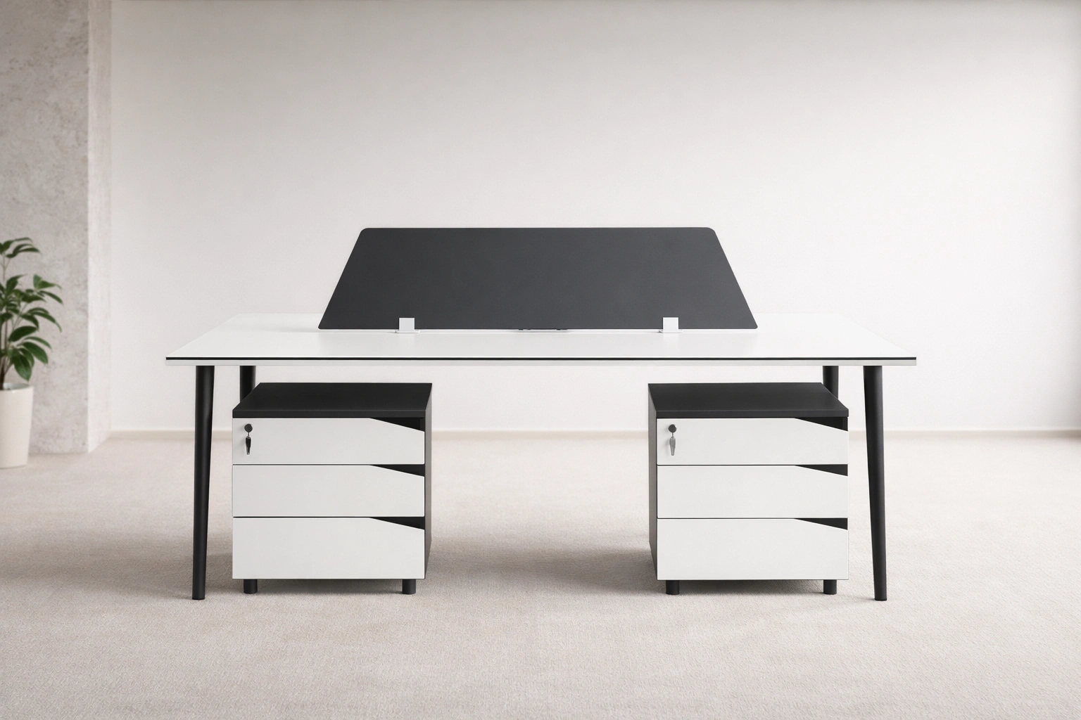 White Bench Dual Workstation