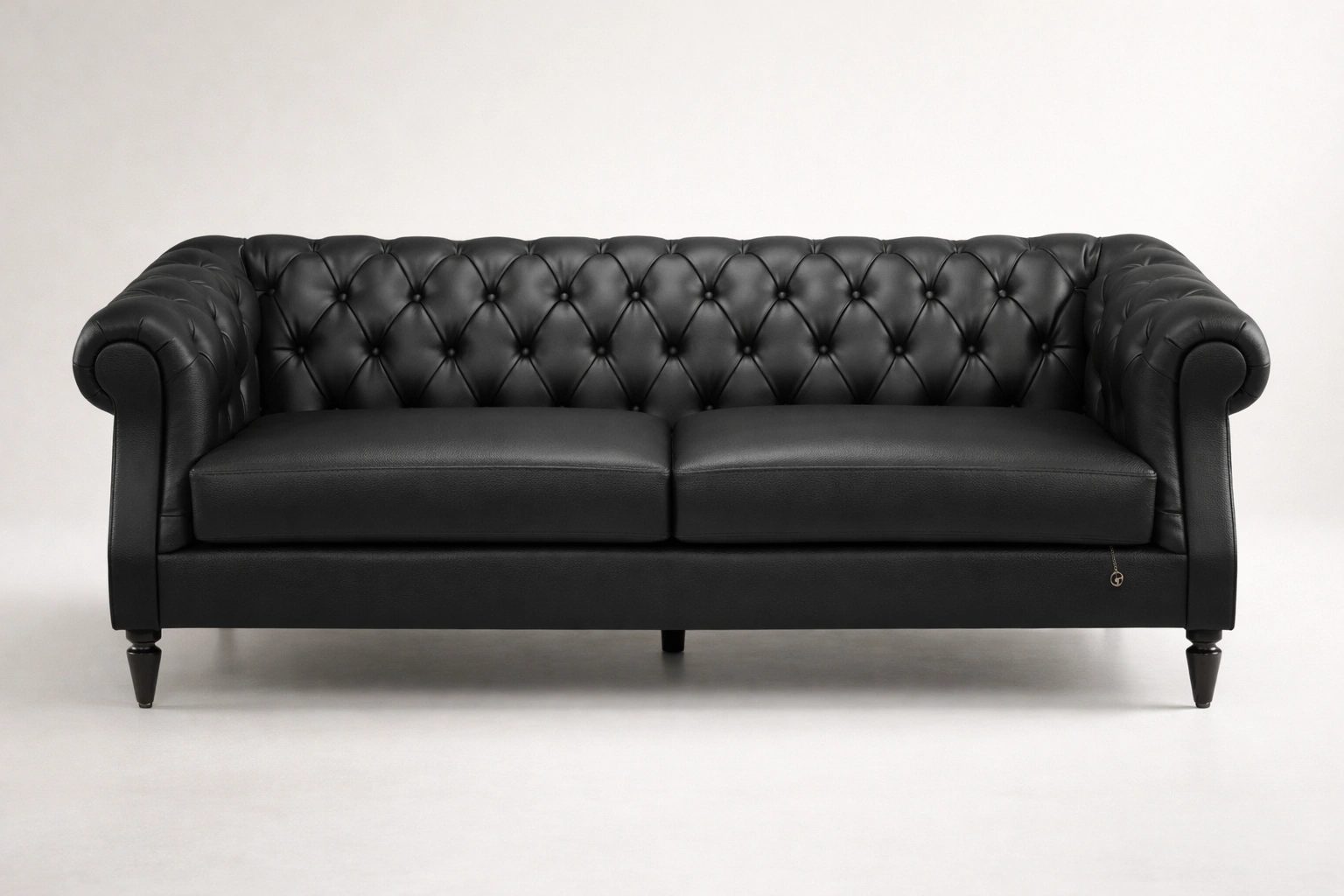 Chesterfield Black Two Seater Sofa
